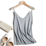 Shiny Lurex Sexy Top Women Halter V Neck Basic White Cami Sleeveless Knitted Tank Tops Women'S Summer Camisole