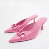ZARZ Summer Sandals Women 2022 Luxury Brand New Cross Leather Fashion Square Toe High Heel Muller Sandals Slippers Woman