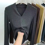 Zingj Temperament Goddess 2024 Autumn New Good Version V Collar Short Sleeve Female Slim Slim Elastic Cotton Black