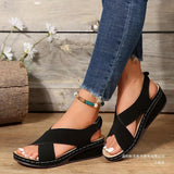 Asia Hollow Cross With Thick-Soled Sandals Women Magic Sticker Pure Light Slope And Beach Cool