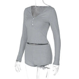 2024 Women's Sexy Low-Breast V-Neck Long-Sleeved Top Sports Style Shorts