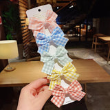 New Girls Cute Plaid Print Star Hairpins For Kids Children Sweet Headband Hair Clips Barrettes Fashion Bow