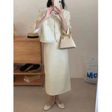Korean Drama Floral Two Piece Dress Set Career Stylish 2023 Autumn New Neutral Mature Ins Style Women Office Fashion