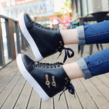 Heightened Women's Shoes 2024 Spring New Leisure High-Upper Shoes, All-Purpose Sports Shoes, Lightweight And Thin Single Shoes,