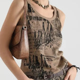 Gothic Tank Top Women Harajuku Punk Streetwear Casual Loose Summer Tanks 2024 Y2k Aesthetic Letter Printing Grunge