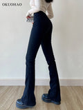 2022 New Flared Jeans High Waist Hip Lift Sexy Fashion High Quality Comfy Slim Trousers Streetwear Womens Korean