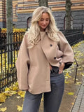 Women's Autumn New Fashion Asymmetric Blending Short Loose Coat