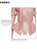 Spring Autumn Short Stylish Chic Pink Shiny Reflective Patent Pu Leather Jacket Women with Detachable Long Sleeves