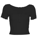 Summer Fashion Trend Women's New Short-Sleeved V-Neck Lace Lace-Up