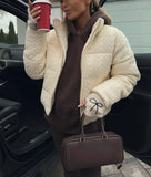 Cabel Knitted Zipper Puffer Coat- Outfit