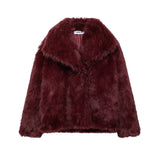 Autumn New Women's Temperament Collar Artificial Leather Effect Short Coat