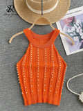 Hotsweet Pearls Women Tops Strapless Backless Slim Fit Senior 2024 Korean Style Fashion Streetwear Mini Knitted