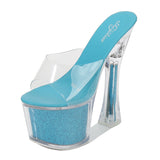 Zingj New Korean Version Of The Nightclub Car Model Shoes Super High Heels Thick Heel Waterproof Platform Sandals Transparent Crystal