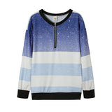 2025 New Explosion Striped Digital Printing Long-Sleeved Half-String Loose Casual Dress