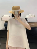 Folding Irregular Short-Sleeved Women's T-Shirt Small Design Folding Top Dress Girl Summer Lazy