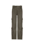 Buttoned Straight-Leg Cargo Jeans- Outfit