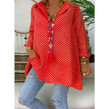 Summer Women Blouses Long New Boho Dot Long Sleeve Loose Lady Fashion Casual Blouse Shirts Top Blusas Mujer de