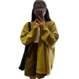 Zingj Korea East Gate Soft Waxy Pit Knitting Cardigan Women's Autumn Winter New Style With Lazy Wind V-Neck Sweater Coat-Outfit
