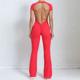 Zingj Back Short Sleeve Nude Yoga Suit Wearing A Fitness Horn Tisuit-Outfit