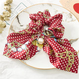 Chiffon Bowknot Silk Hair Scrunchies Women Pearl Ponytail Holder Hair Ties Hair Rope Rubber Bands Headwear Hair