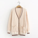 Women Knit Cardigans V neck Button Up Cartoon Sweater Jumpers V neck Long Winter Chic Cardigans Open Stitch