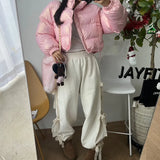 Side Lace Bow Tie Baggy Sweatpants-Outfit