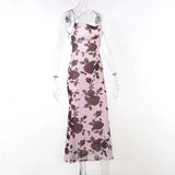 Floral Print Strappy Back Tie-Up Midi Dress-Outfit