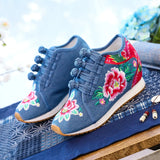 Zingj Shoes / Velvet Travel Canvas Embroidered Cloth Shoes Women's Casual Shoes High Heel Sports