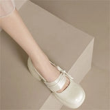 Zingj Women 2024 Spring And Autumn New British Wind Mary Jane Women's Shoes Bow Thick With Gentle Shallow Single Shoes Women-Outfit