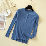 Button Sweater Women Basic Slim Knitted Pullover Women Sweaters Pullovers Jumper Autumn Winter Korean Style Women