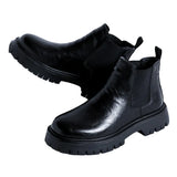 Zingj Martens Men Low Top Heighten Boots Men's Snowboots Chelsea British Wind Leather Boots