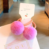 Pcs/lot Small Solid Double Fur Ball Elastic Hair Bands For Cute Girls Boutique Hair Ropes Ties Headwear Kids Hair