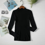 Women Turtleneck Sweater Casual Long Sleeve Korean Harajuku Slim Knitted Pullover Vintage Solid Skinny Jumper Elegant Tops
