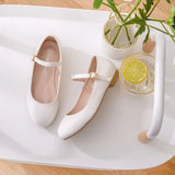 Children's Flat Sole Leisure Single Shoes Round Head Mary Jane White Wedding Shoes Girls Single Shoes Performance Festival