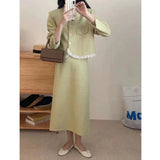 Korean Drama Floral Two Piece Dress Set Career Stylish 2023 Autumn New Neutral Mature Ins Style Women Office Fashion