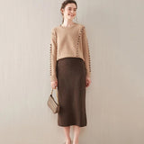 Winter Cashmere Knitted long skirts for women y2k fashion Mid-Length High Waist A-line Skirts Female Wool Bottoms