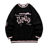 bear sweatshirt women college style round neck loose pullover hoodie spring and autumn fun bear print long-sleeved
