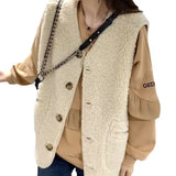 Lamb Wool Vest Female 2023 Autumn And Winter New Loose Fur One Clip Wear Vest Vest Foreign Style Coat-Outfit