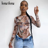 women autumn winter long sleeve fashion printed slim skinny one piece bodysuit romper clothes 2020 fall clothes O