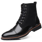 Zingj Men's Casual Martin Boots Men Plus Down Leather Shoes Plus Size Men's Shoes Fashion Cotton