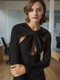 Sexy Hot Babes Knitted Shirt 2025 Summer New Niche Hollow Design Slim Slim Solid Color Sweater