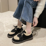 Zingj Size Thick Cotton Shoes Women 2023 Winter New Flat Women's Shoes Plus Velvet Warm Snow Cotton Brown Wool Shoes Women-Outfit