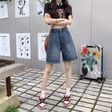 Zingj Hong Kong Style Wide-Leg Denim Shorts Women's Summer 2023 New Loose Straight Leg Five Split Pants High Waist Show Thin