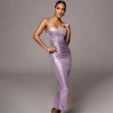2022 New Slim Spaghetti Strap Long Dress Women Clothes Summer Sleeveless Backless Bodycon Club Party Long Dress