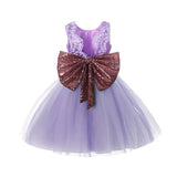 Color Princess Party Dress For Girls Big Bowknot 1 Year Old Birthday Costume Luxury Shining Sequined Girl Frocks