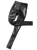 Spring Autumn Fitted Black Soft Stretchy Pu Leather Pencil Pants Leggings Women High Waist Elegant Bottoms 2023