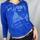 Aesthetic Women Hoodies with Pockets 90s Vintage Graphic Printed Zipper Closure Coat Top E-girl Sweatshirts Spring