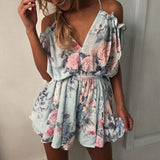Style Playsuit Floral Print Sexy Rompers Short Overalls Top Macacao Feminino Women Clothes Casual Summer Beach