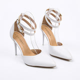 New Pointed High-Heeled Shoes Fine Heel Fashion Hollow Single Shoe Temperament Belt Buckle Women's Shoes Sandals Large