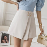 / Summer 2025 New Korean Version Of A-Line Skirt Pants Versatile Metal Button Wide-Leg